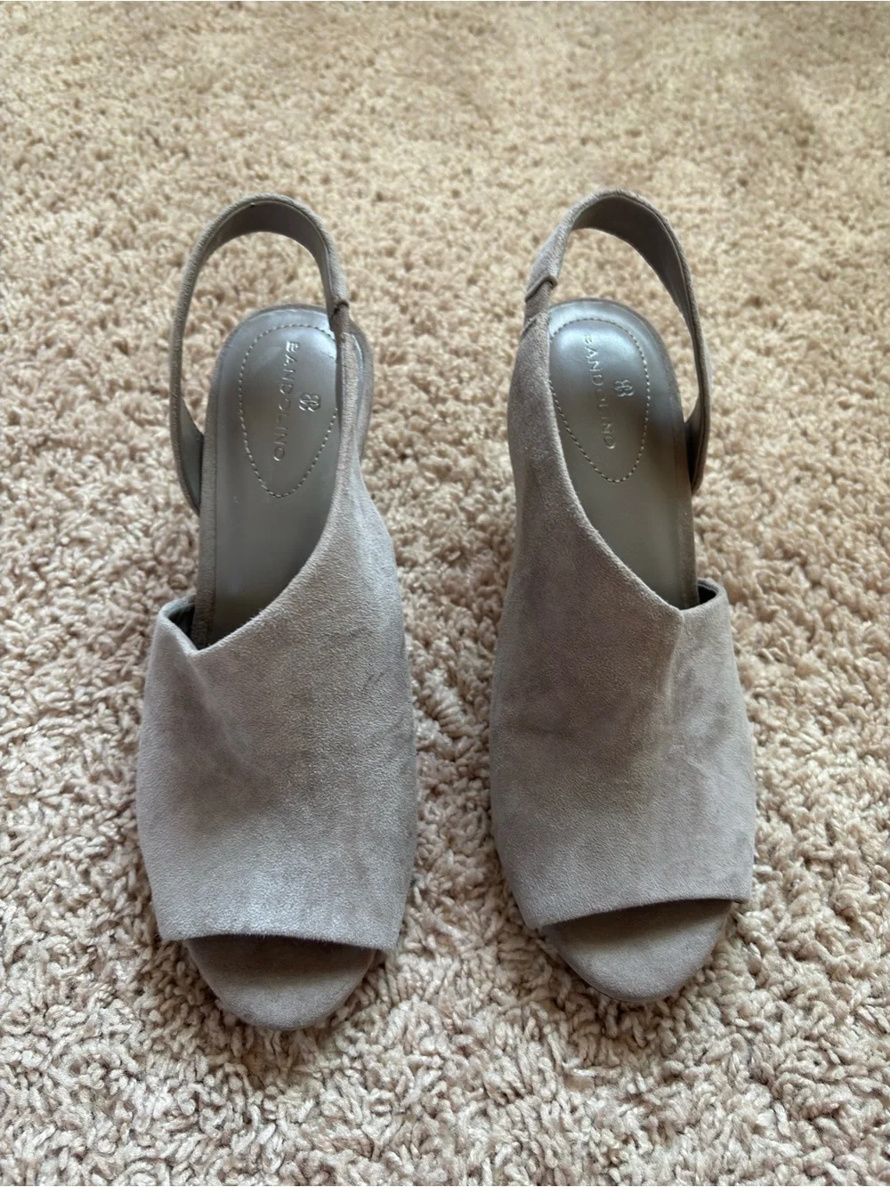 Bandolino Taupe Suede Open-Toe Slingback Sandals